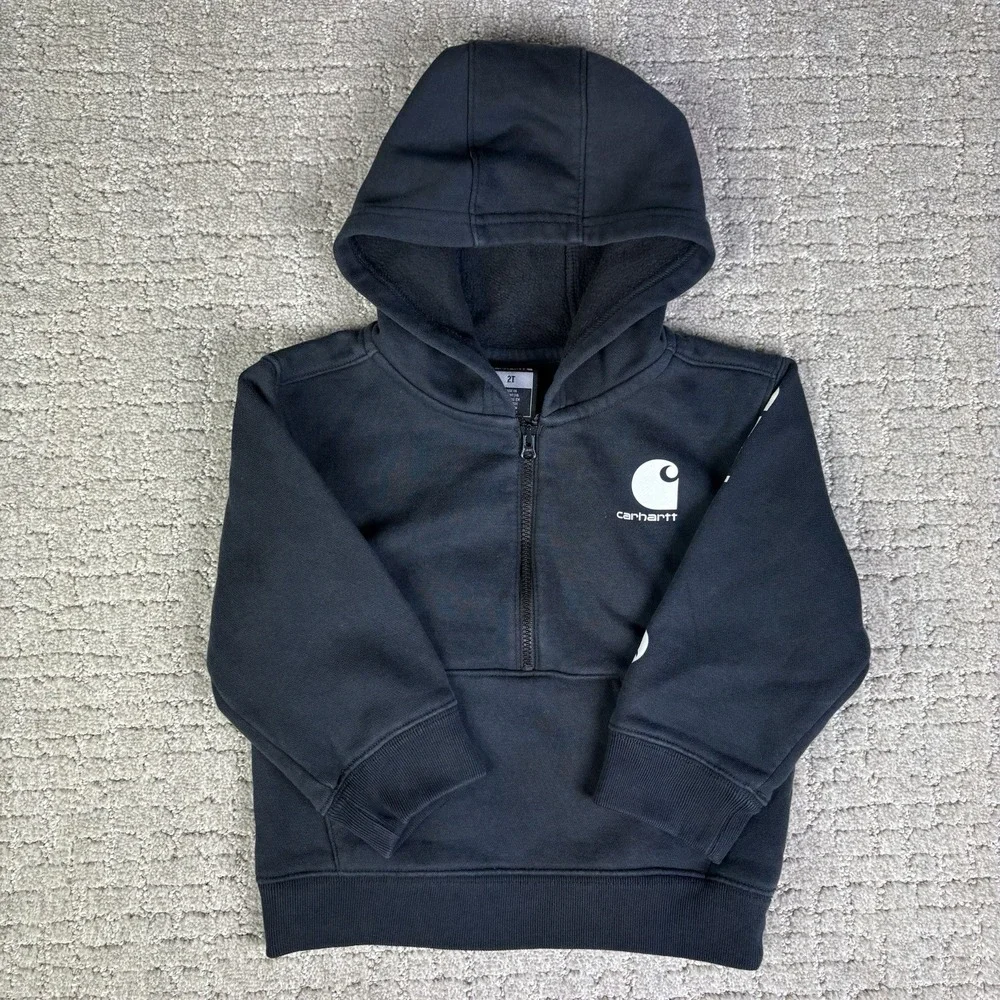 Toddler Carhartt Half Zip Hoodie Sweatshirt Black 2T Model TS6579-B